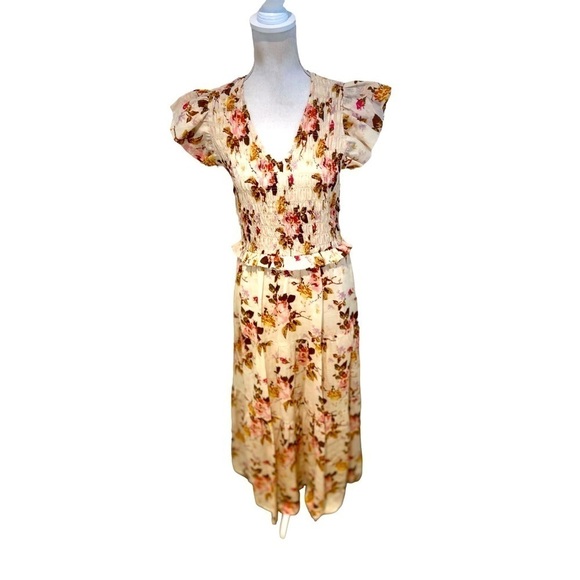 Nwot Sea New York Esme midi floral dress smocked tiered skirt cap sleeves size 6 - Picture 6 of 16